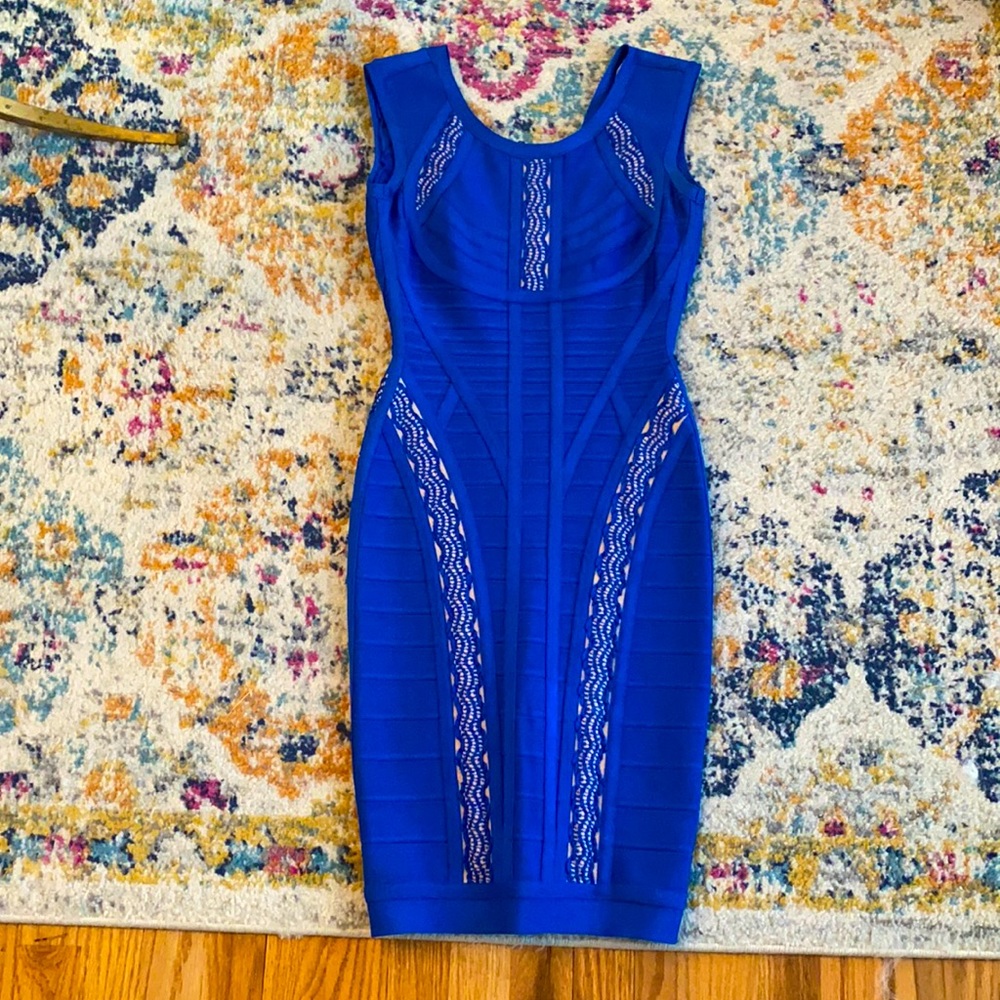 Herve Leger Blue Dress
